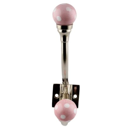 Pink Dotted Ceramic Iron Hooks